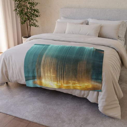 Glass Fountain Spilling Digital Light Plush Fleece Throw Blanket