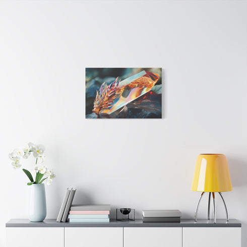 Glass Prism Reflecting Dragon Flame — Stretched Canvas Wall Art — Living Room Wall Lifestyle View