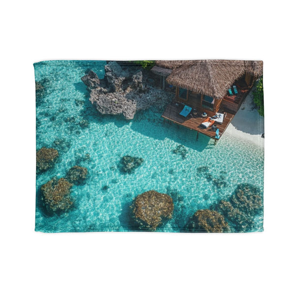 Glass Sea Crystal Clear Sea Water Maldives Blue — 50×60 Plush Throw Blanket — Full Spread Plush Fleece Artwork View