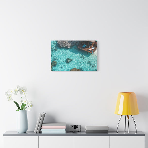 Glass Sea Crystal Clear Sea Water Maldives Blue — 24×16 Canvas Wall Art — Living Room Wall Lifestyle View