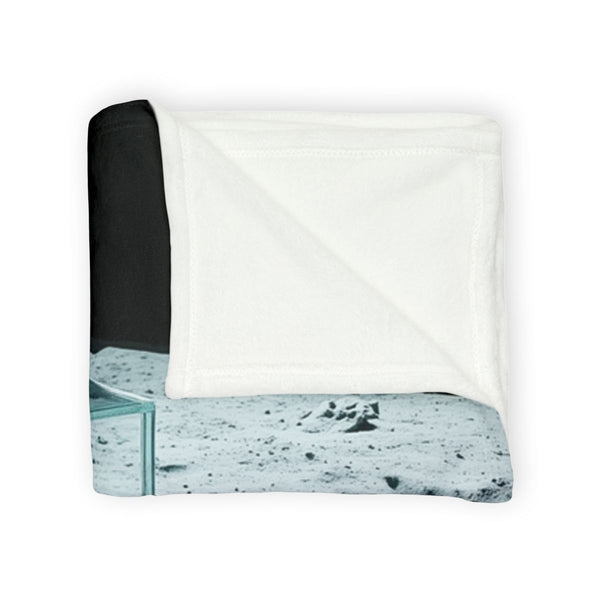 Glass Staircase over Lunar Surface Plush Fleece Throw Blanket