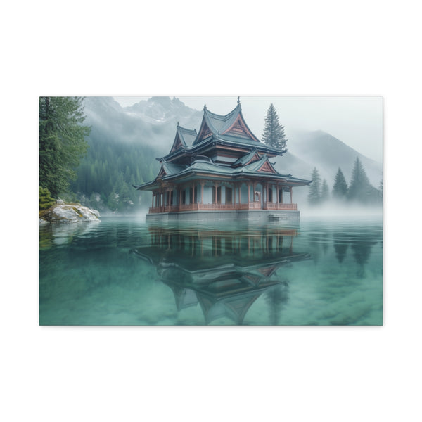 Glass Temple Submerged in Dream Lake (Edition II) — 24×16 Canvas Wall Art — Front Gallery-Wrapped Canvas View