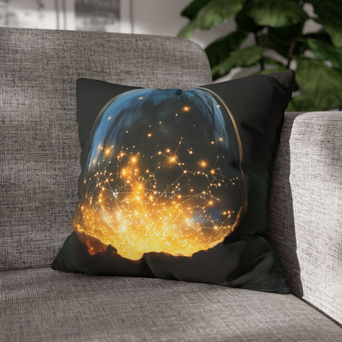 Glowing Constellation Inside Crystal — Double-Sided Cushion Cover — Sofa & Armchair Living Room Lifestyle View