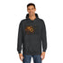 Golden Gears Orbiting Black Sun Graphic Unisex College Hoodie - Lifestyle Model View