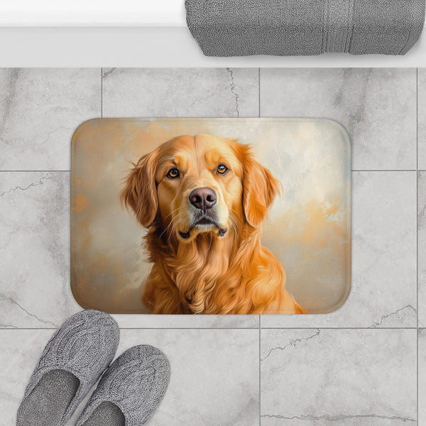 Golden Retriever Puppy Watercolor (Edition III) — 61×43 Memory Foam Bath Mat — Modern Bathroom Floor Lifestyle View
