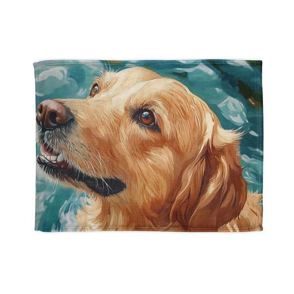 Golden Retriever Puppy Watercolor (Edition XVIII) — 50×60 Plush Throw Blanket — Full Spread Plush Fleece Artwork View