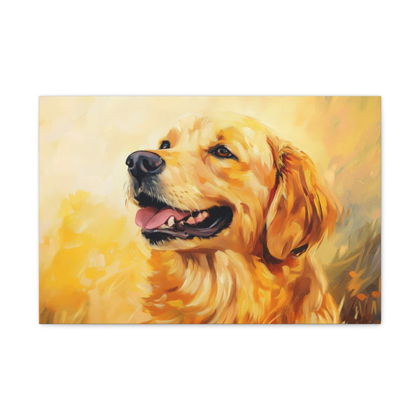 Golden Retriever Dog Cute Painting — 24×16 Canvas Wall Art — Front Gallery-Wrapped Canvas View