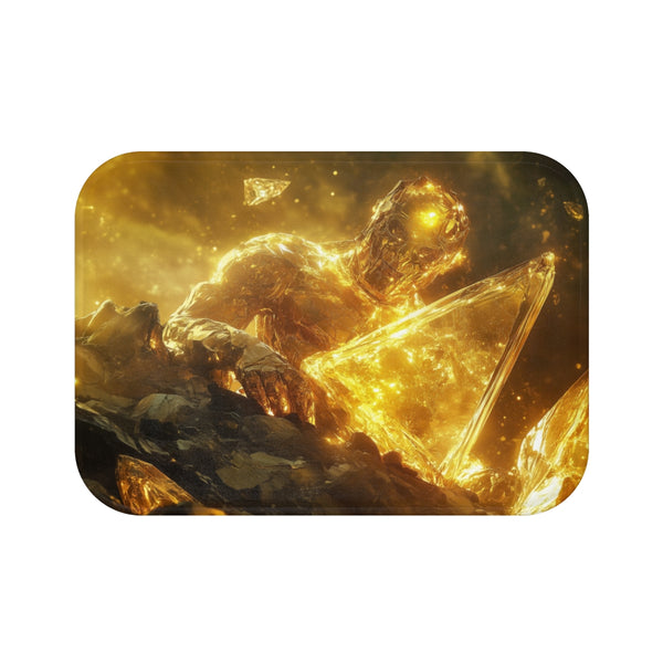 Golem of Glass and Gold Rising — Memory Foam Bath Mat — Top-Down Memory Foam Bath Mat View