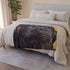 Streetwear Gorilla in Studio Headphones — 50×60 Plush Throw Blanket — Draped Over Sofa & Bed Lifestyle View