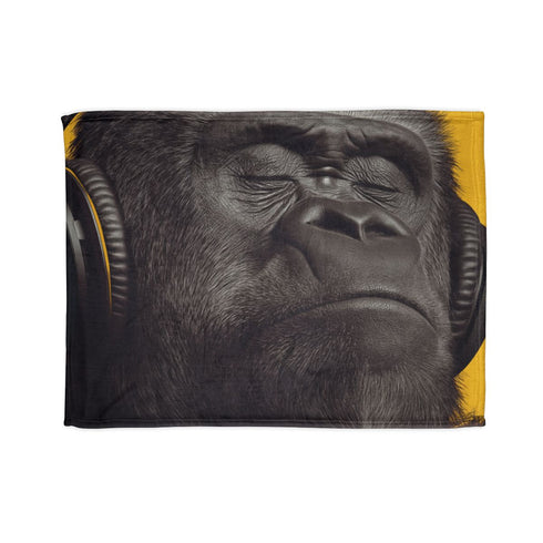 Streetwear Gorilla in Studio Headphones — 50×60 Plush Throw Blanket — Full Flat Artwork View
