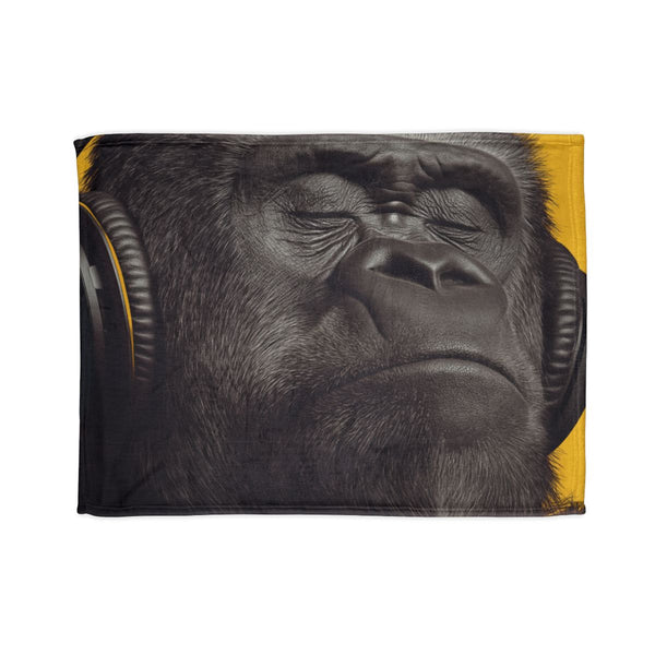 Streetwear Gorilla in Studio Headphones — 50×60 Plush Throw Blanket — Full Flat Artwork View