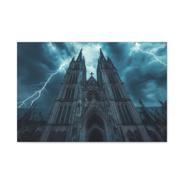 Gothic Cathedral in a Thunderstorm (Edition II) — 24×16 Canvas Wall Art — Front Gallery-Wrapped Canvas View