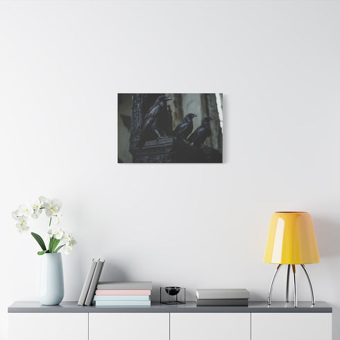 Gothic Throne with Ravens (Edition IV) — 24×16 Canvas Wall Art — Living Room Wall Lifestyle View
