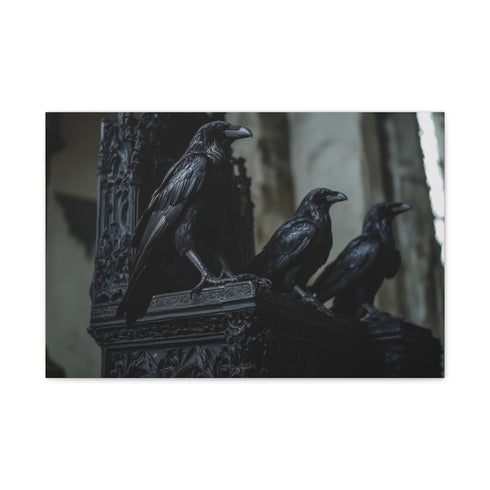 Gothic Throne with Ravens (Edition IV) — 24×16 Canvas Wall Art — Front Gallery-Wrapped Canvas View