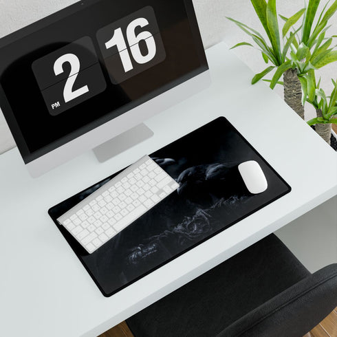 Gothic Throne with Ravens — XL Gaming Desk Mat — Gaming & Workspace Desk Setup View