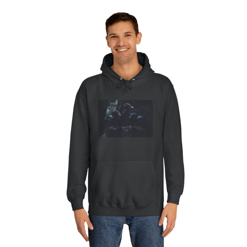 Gothic Throne with Ravens — Heavyweight Graphic Hoodie — Model Streetwear Fit View