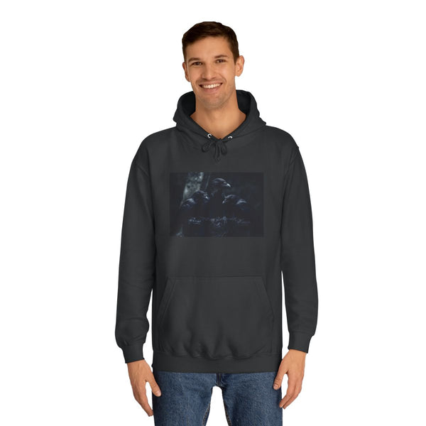 Gothic Throne with Ravens — Heavyweight Graphic Hoodie — Model Streetwear Fit View