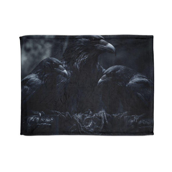 Gothic Throne with Ravens — 50×60 Plush Throw Blanket — Full Flat Artwork View