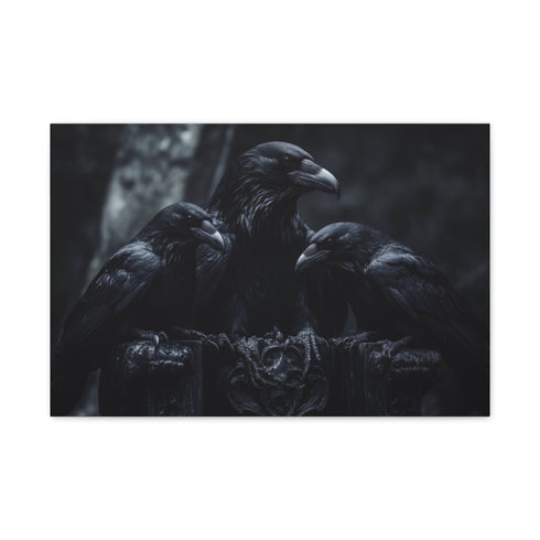 Gothic Throne with Ravens — 24×16 Canvas Wall Art — Front Gallery-Wrapped Canvas View
