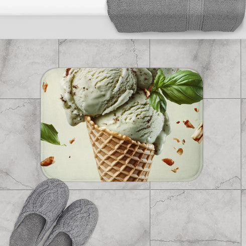 Gourmet Waffle Cone with Two Scoops Luxury Memory Foam Bath Mat - Bathroom Lifestyle View
