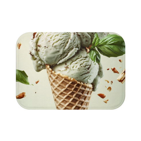 Gourmet Waffle Cone with Two Scoops Luxury Memory Foam Bath Mat - Top View
