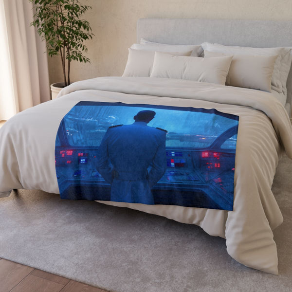 Grand Admiral Thrawn in Star Destroyer — Plush Fleece Throw Blanket — Drape over Sofa & Bed Lifestyle View