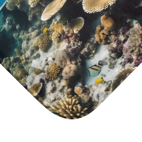 Great Barrier Reef Australia Coral Reef Luxury Memory Foam Bath Mat - Microfibre Texture Close-Up