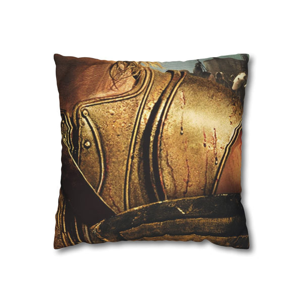 Greek Warrior Brad Pitt — 40×40 Cushion Cover — Front 40×40 cm Square Cushion View