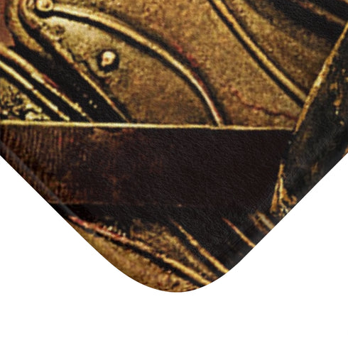 Greek Warrior Brad Pitt — 61×43 Memory Foam Bath Mat — Cushioned Memory Foam & Microfibre Close-Up