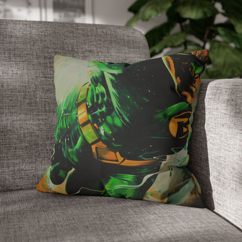Green Lantern Fine Art — 40×40 Cushion Cover — Sofa & Living Room Lifestyle View