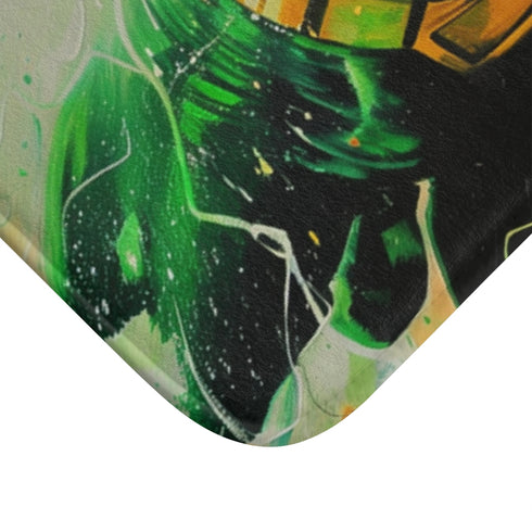 Green Lantern Painting — 61×43 Memory Foam Bath Mat — Cushioned Memory Foam & Microfibre Close-Up