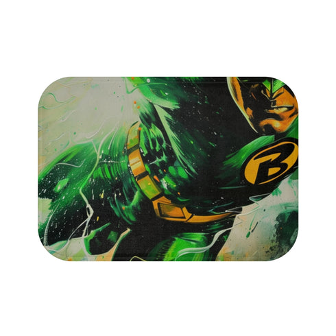Green Lantern Painting — 61×43 Memory Foam Bath Mat — Top-Down Velvet Microfibre Artwork View