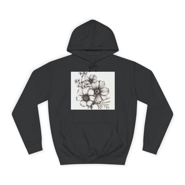 Minimalist Botanical Line Art — Heavyweight Graphic Hoodie — Front Heavyweight Fleece Hoodie View