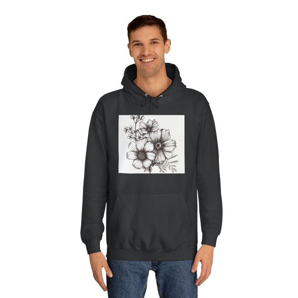 Minimalist Botanical Line Art — Heavyweight Graphic Hoodie — Model Streetwear Fit View