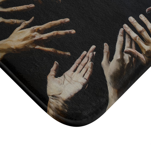 Hands Reaching Out from a Dark Void Representing Th — 61×43 Memory Foam Bath Mat — Cushioned Memory Foam & Microfibre Close-U