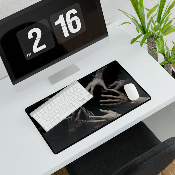 Hands Reaching Out from a Dark Void Representing Th (Edition IV) — XXL Gaming Desk Mat — Gaming & Workspace Desk Setup View