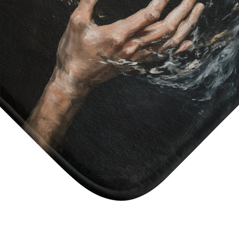 Hands Reaching Out from a Dark Void Representing Th — 61×43 Memory Foam Bath Mat — Cushioned Memory Foam & Microfibre Close-U