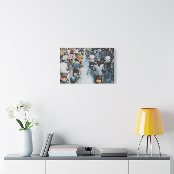 Hanoi Busy Vietnam Painting (Edition IV) — Stretched Canvas Wall Art — Living Room Wall Lifestyle View