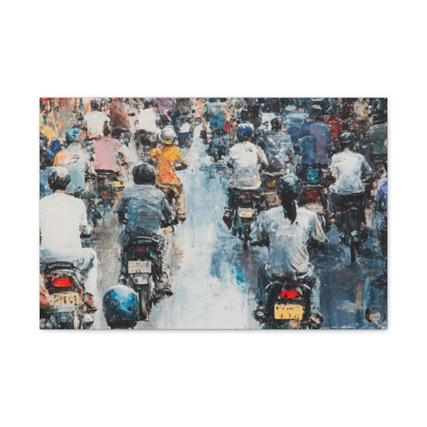 Hanoi Busy Vietnam Painting (Edition IV) — 24×16 Canvas Wall Art — Front Gallery-Wrapped Canvas View