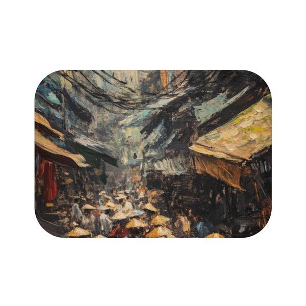 Hanoi Busy Vietnam Painting (Edition VI) — Memory Foam Bath Mat — Top-Down Memory Foam Bath Mat View