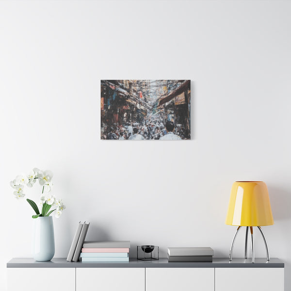Hanoi Busy Vietnam Painting (Edition XI) — Stretched Canvas Wall Art — Living Room Wall Lifestyle View