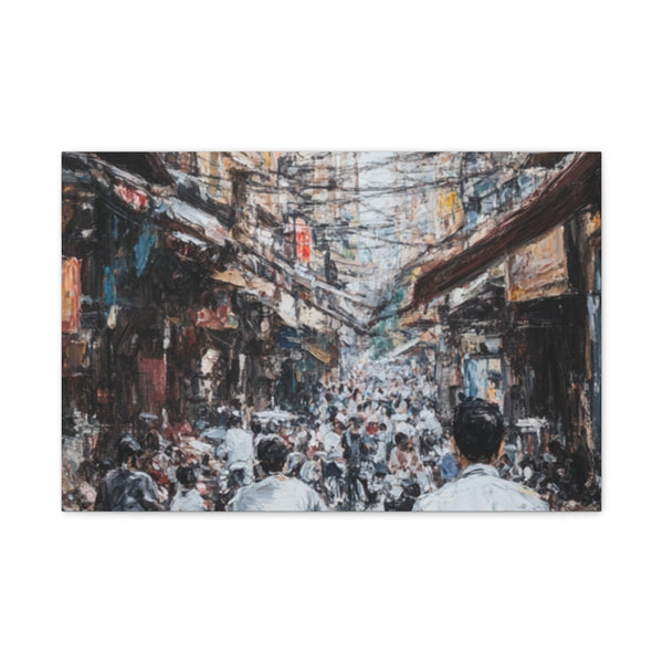 Hanoi Busy Vietnam Painting (Edition XI) — 24×16 Canvas Wall Art — Front Gallery-Wrapped Canvas View