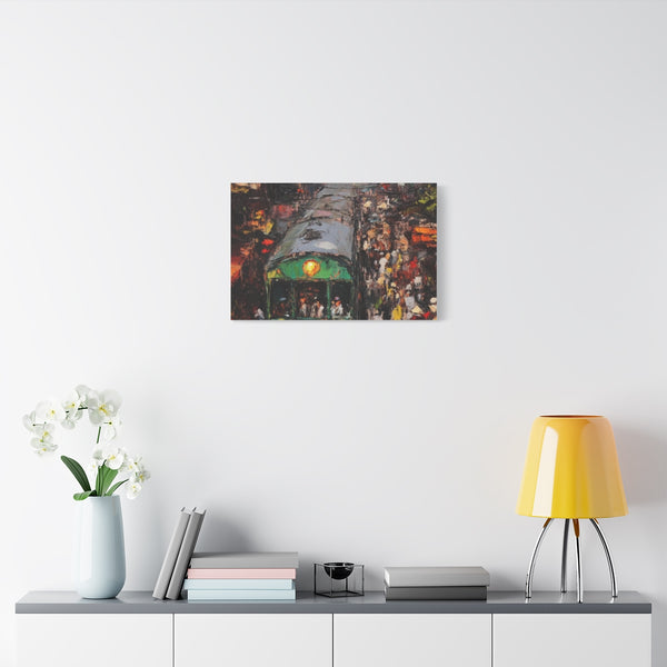 Hanoi Train Street Busy Vietnam Painting (Edition II) — 24×16 Canvas Wall Art — Living Room Wall Lifestyle View