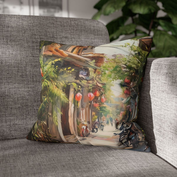 Hanoi Vietnam Painting (Edition IX) — Double-Sided Cushion Cover — Sofa & Armchair Living Room Lifestyle View