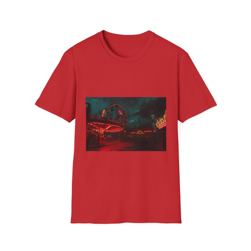 Haunted Carnival on Another Planet Graphic Unisex Softstyle T-Shirt - Red Variant