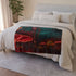 Haunted Carnival on Another Planet — 50×60 Plush Throw Blanket — 300 GSM Plush Coral Fleece Texture Close-Up