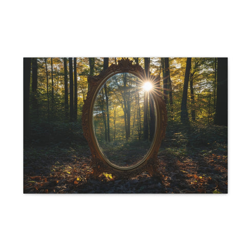 Haunted Mirror in a Sunlit Forest — 24×16 Canvas Wall Art — Front Gallery-Wrapped Canvas View