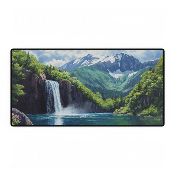Hokkaido Japan Painting Waterfalls Big Mountains An (Edition II) — XXL Gaming Desk Mat — Full Top-Down Artwork View