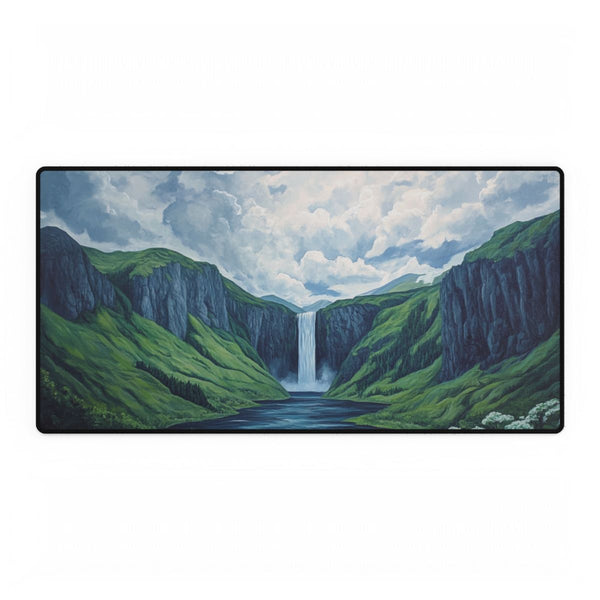Hokkaido Japan Painting Waterfalls Big Mountains An (Edition V) — XXL Gaming Desk Mat — Full Top-Down Artwork View