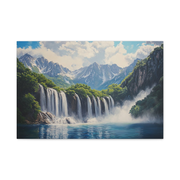 Hokkaido Japan Painting Waterfalls Big Mountains An (Edition XI) — 24×16 Canvas Wall Art — Front Gallery-Wrapped Canvas View